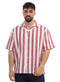 Brick Red - Design 6 Striped Tennis Collar Shirt