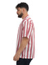 Brick Red - Design 6 Striped Tennis Collar Shirt