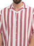 Brick Red - Design 6 Striped Tennis Collar Shirt