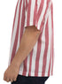Brick Red - Design 6 Striped Tennis Collar Shirt
