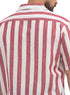 Brick Red - Design 6 Striped Tennis Collar Shirt