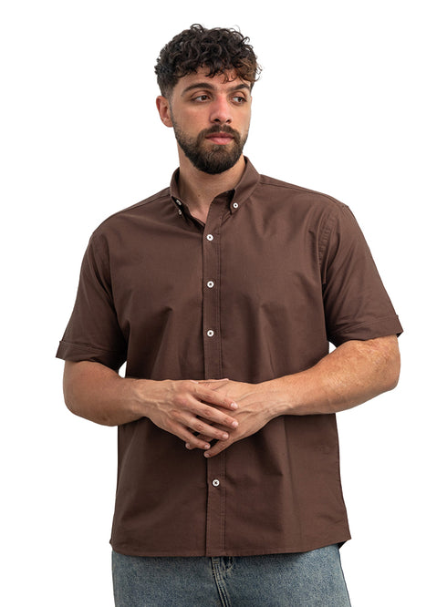 Brown Oxford Half Shirt
