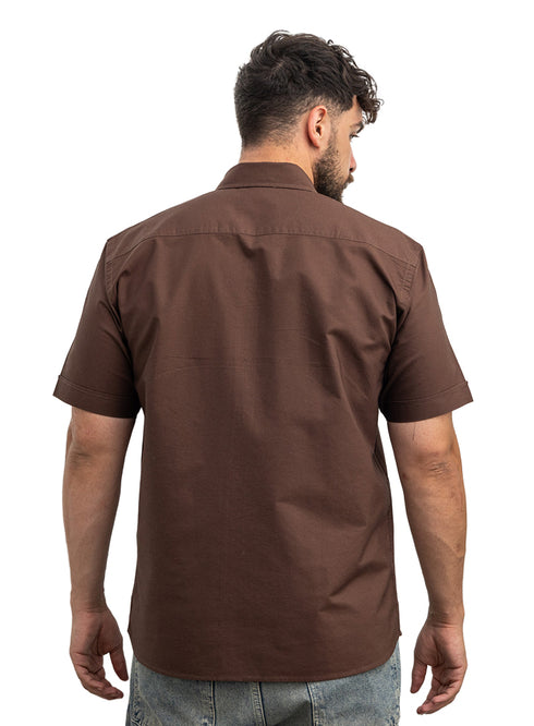 Brown Oxford Half Shirt