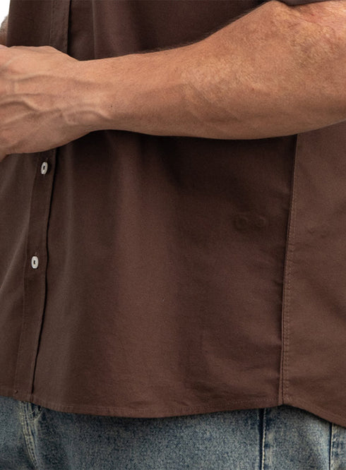 Brown Oxford Half Shirt