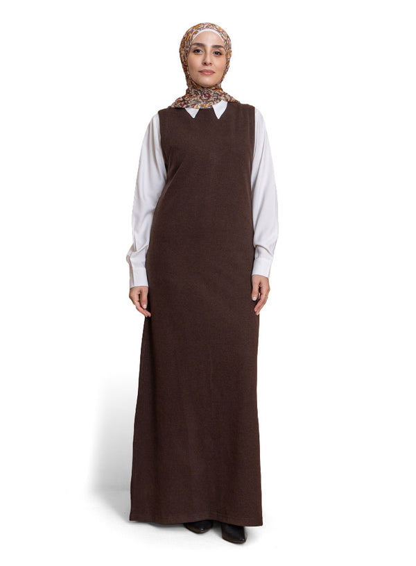 Brown W-Sleeveless Dress