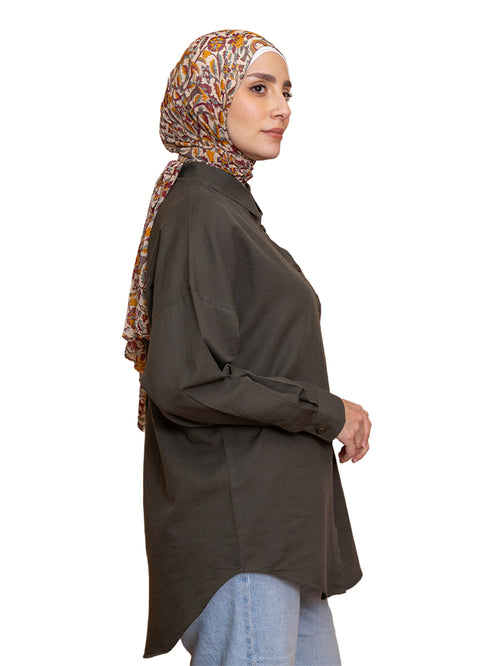 قميص كتان اوفر سايز - كاكتس