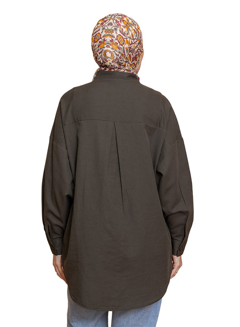 قميص كتان اوفر سايز - كاكتس