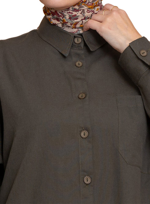 قميص كتان اوفر سايز - كاكتس