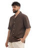 Chocolate Tennis Collar Linen Shirt