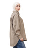 Coffee Pocket Over Size Linen Shirt