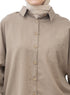 Coffee Pocket Over Size Linen Shirt