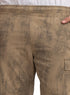 Coffee Printed Gabardine Cargo Pants