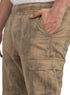 Coffee Printed Gabardine Cargo Pants
