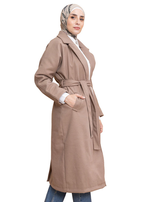 Coffee RD-Long Feather Coat