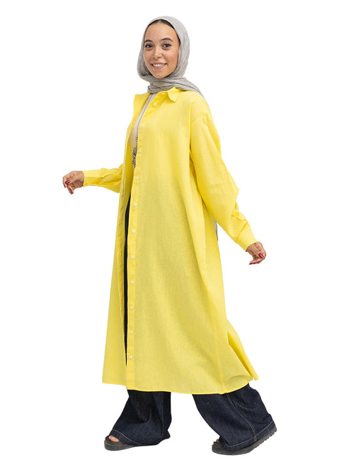 Cyber Yellow Linen Dress Shirt