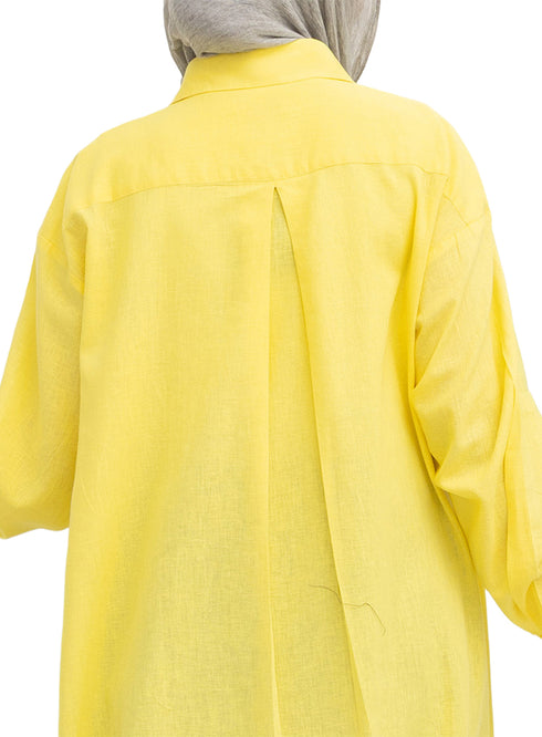 Cyber Yellow Linen Dress Shirt