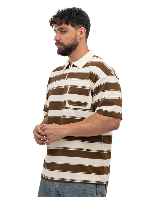 تي شيرت بولو - تصميم 3057 - دارك براون