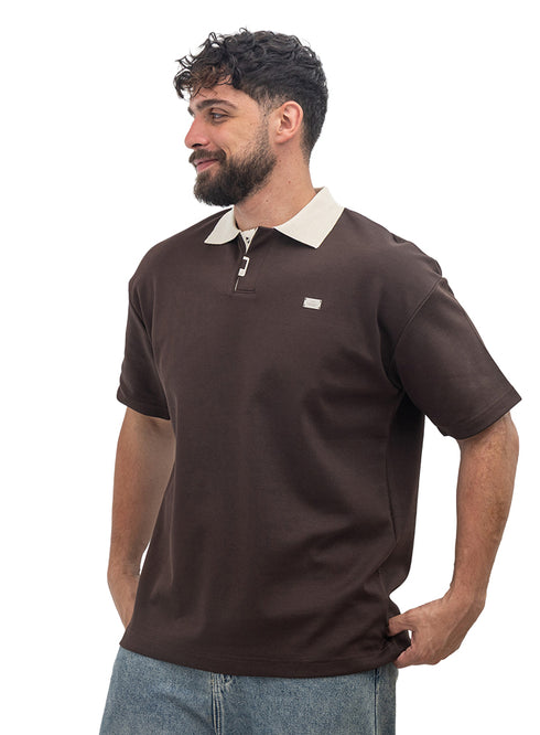 Dark Brown Design 3069 NF-Polo Neck T-Shirt