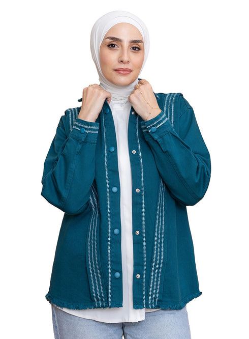 Dark emerald Gabardine Jacket 1