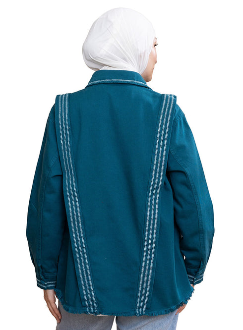 Dark emerald Gabardine Jacket 1