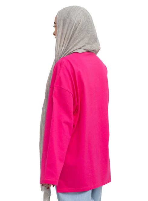 Flowery V-Over Size Long-Sleeve