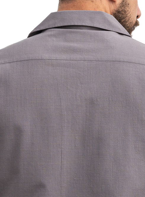 Forest Grey Tennis Collar Linen Shirt