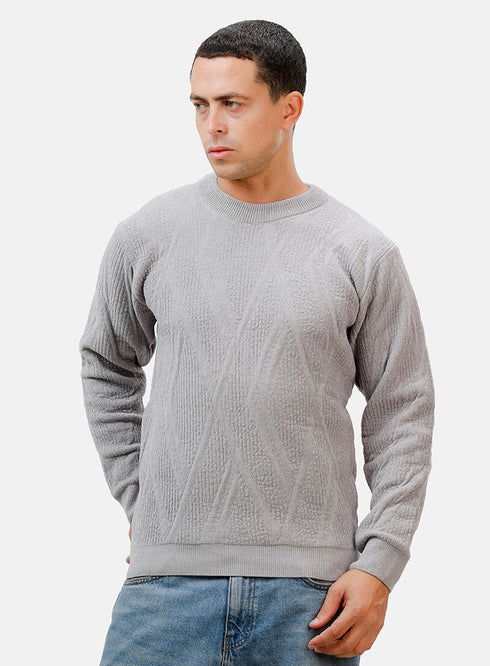 بلوفر برقبة دائرية - تصميم 2421 - جراي