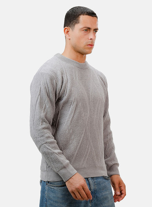 بلوفر برقبة دائرية - تصميم 2421 - جراي