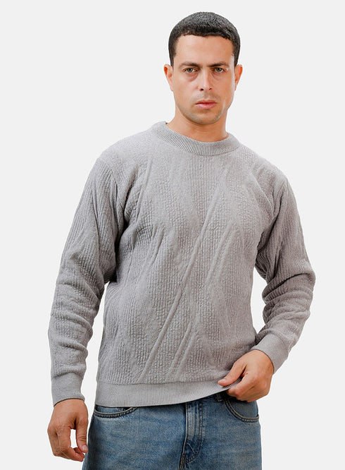 بلوفر برقبة دائرية - تصميم 2421 - جراي