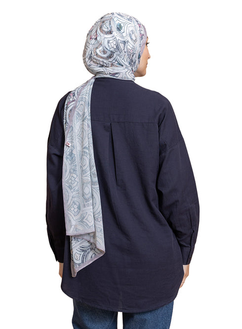 Indigo Pocket Over Size Linen Shirt