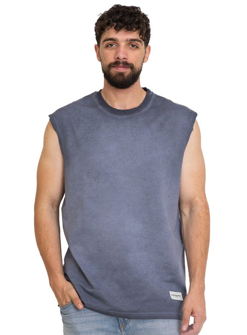 Indigo Washed Sleeveless T-Shirt