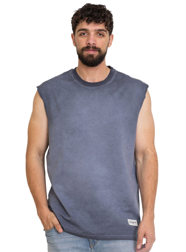 Indigo Washed Sleeveless T-Shirt