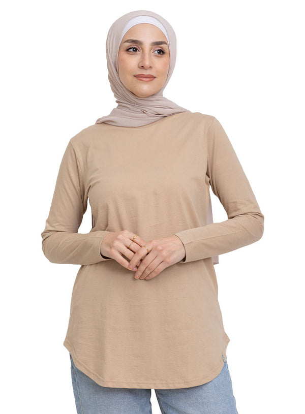 Latte Curved Long-Sleeve