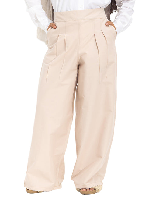Latte Poplin Wide Leg Pants