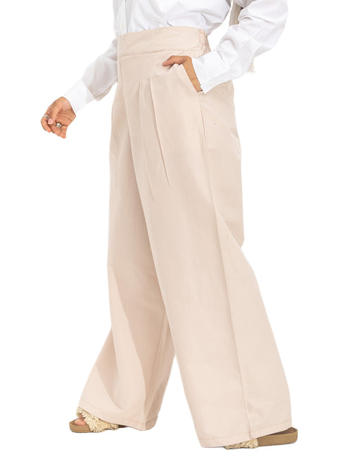 Latte Poplin Wide Leg Pants