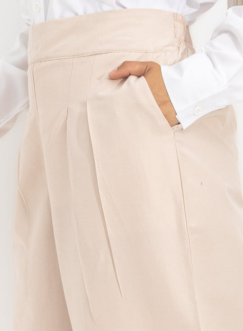 Latte Poplin Wide Leg Pants