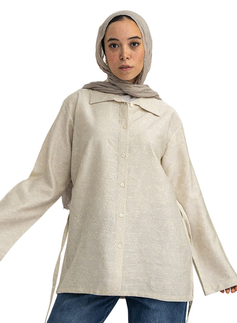 Latte RD- Jacquard Embroidered Shirt