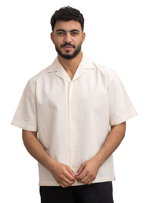 Latte Tennis Collar Linen Shirt
