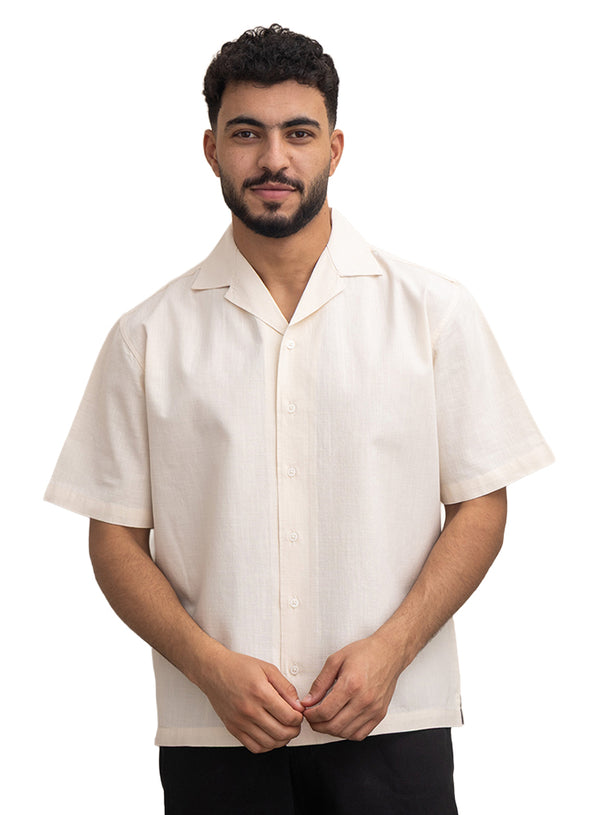 Latte Tennis Collar Linen Shirt