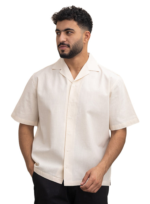 Latte Tennis Collar Linen Shirt