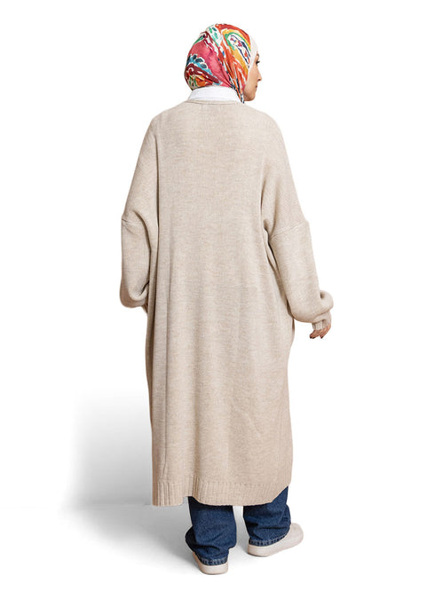Light Latte Knit-Long Cardigan