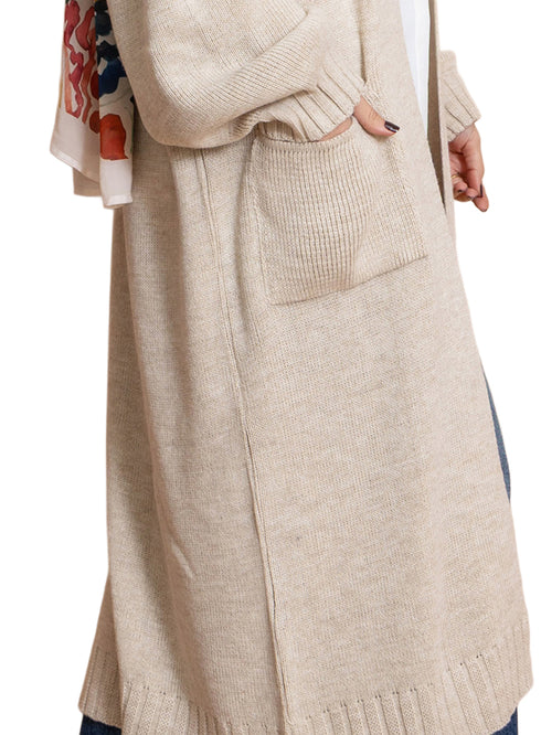 Light Latte Knit-Long Cardigan