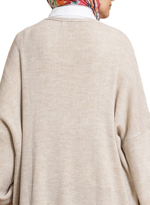 Light Latte Knit-Long Cardigan