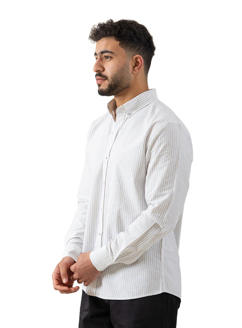 قميص اكسفورد مقلم - تصميم 5 - ميديفال بلو