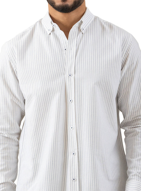 قميص اكسفورد مقلم - تصميم 5 - ميديفال بلو