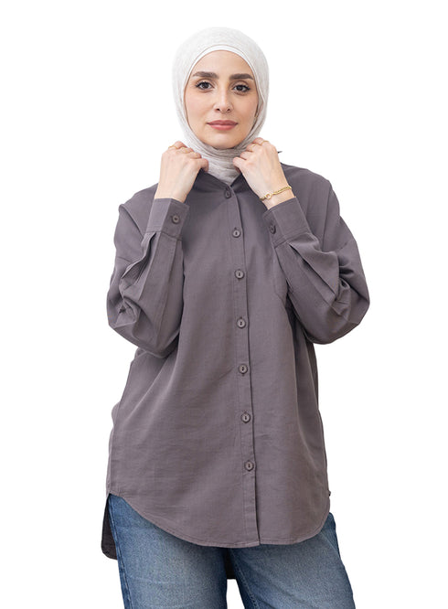 Magnet Pocket Over Size Linen Shirt