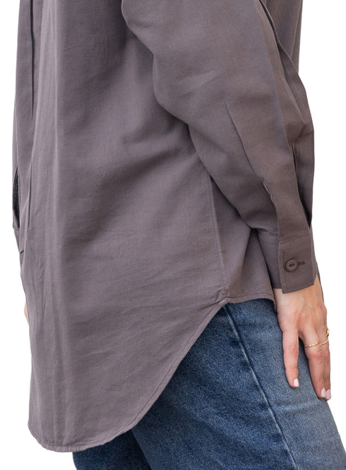 Magnet Pocket Over Size Linen Shirt