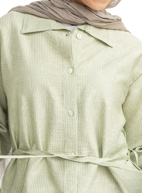 Mint RD- Jacquard Embroidered Shirt