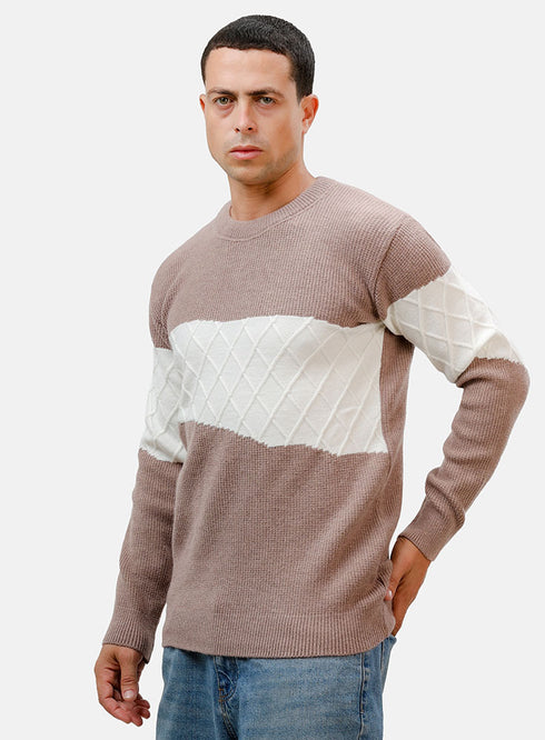 بلوفر برقبة دائرية تصميم 2453 - موكا