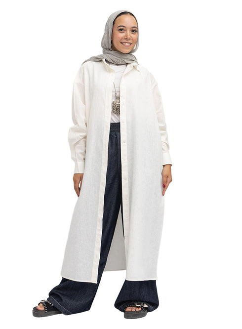 Off-White Linen Dress Shirt